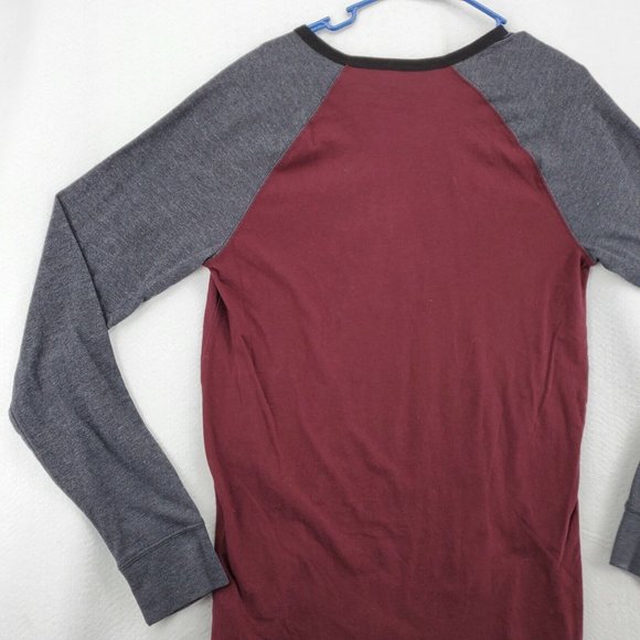 AMERICAN EAGLE Shirt Men's Long Sleeve Crew Neck Pullover Tee Red Gray Medium - Picture 11 of 12